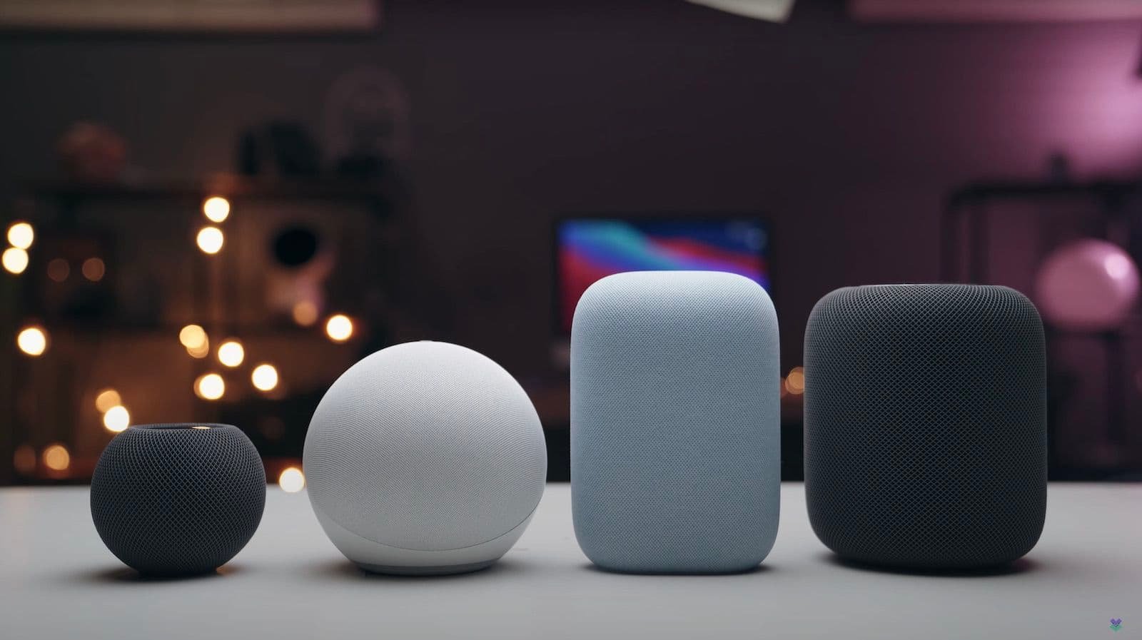 a group of smart speakers, homepod-mini-comparison